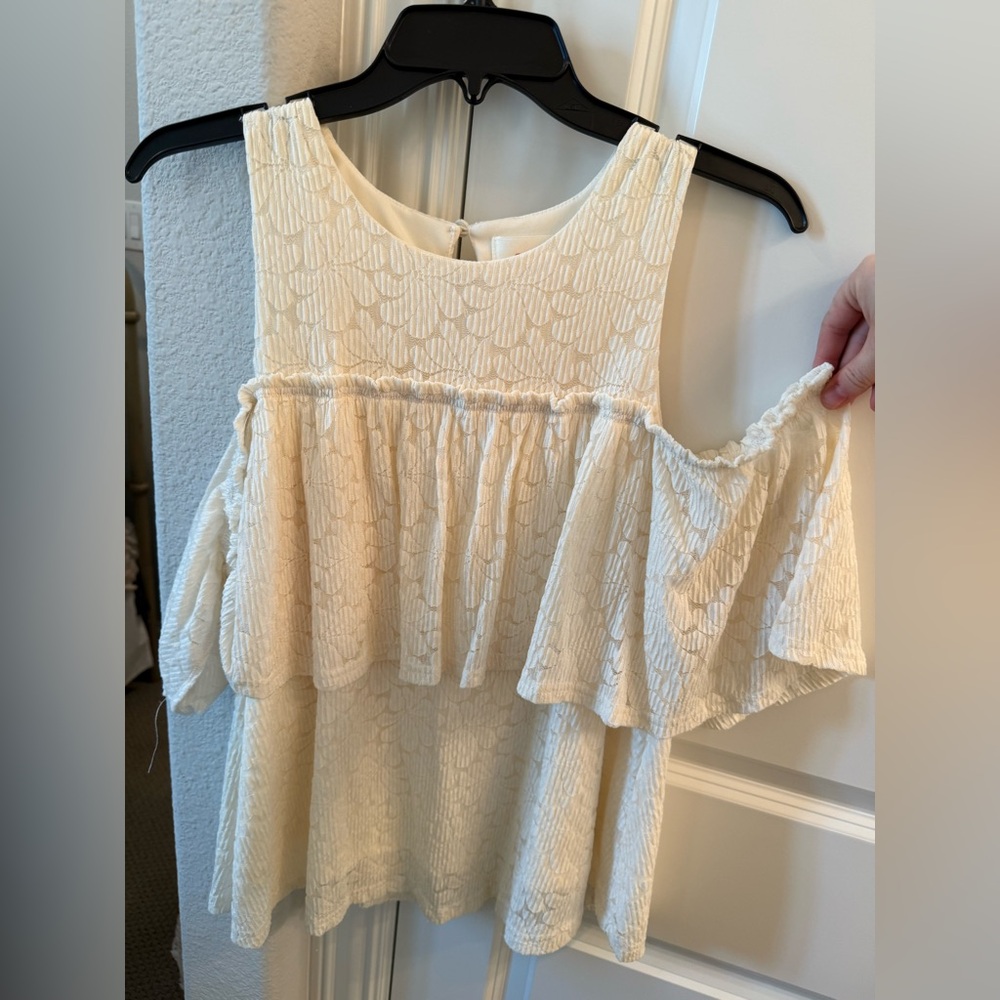 Deletta Cream Knit Blouse - Cold Shoulder Sleeves